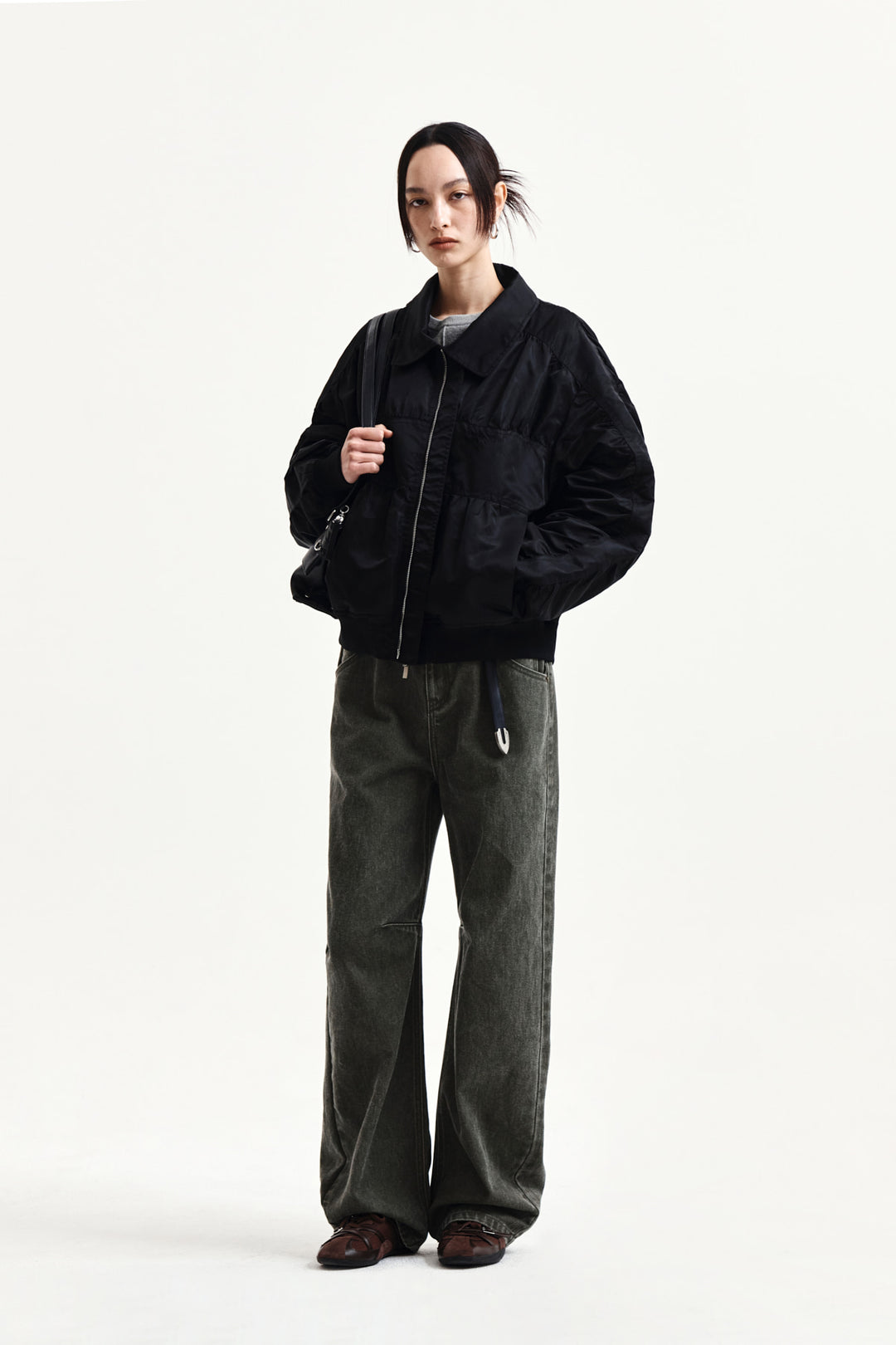 Matin Kim Dart Point Denim Pants — Khaki