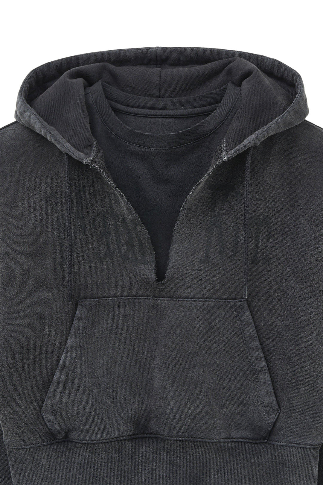 Matin Kim Washed Layered Crop Hoody — Charcoal