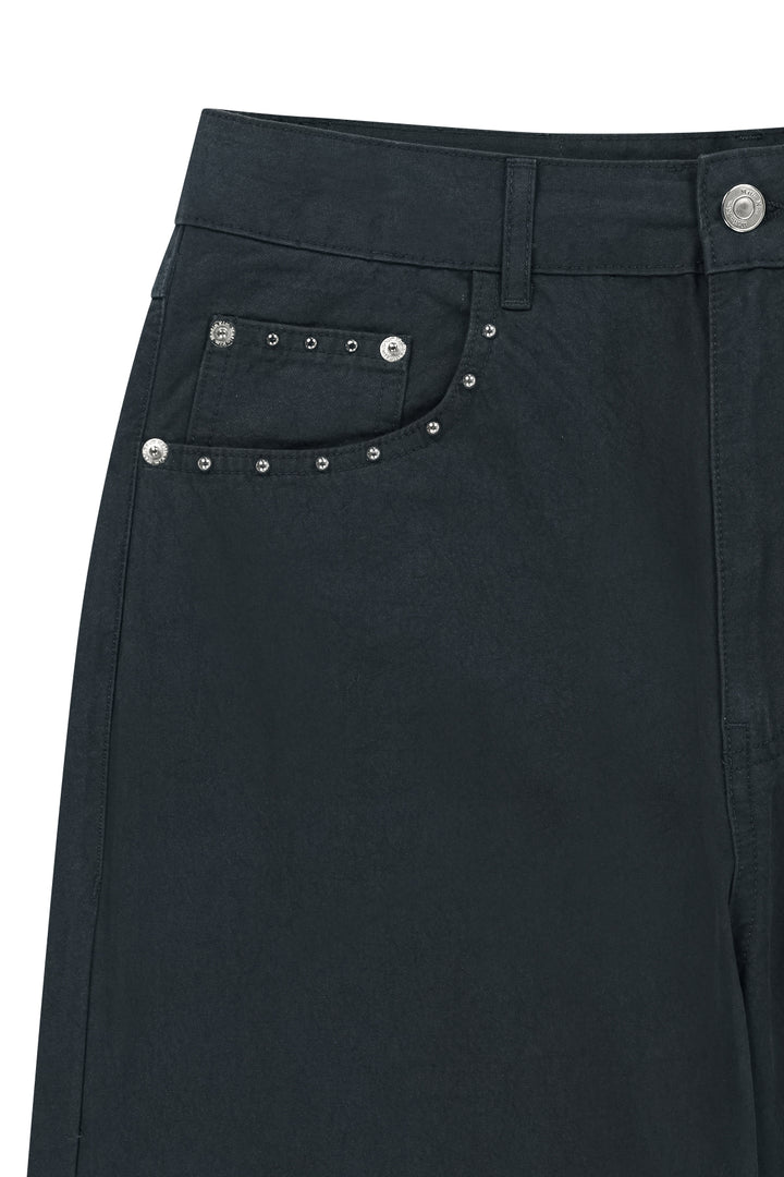 Matin Kim Stud Point Color Denim Pants — Navy blue