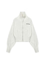 Matin Kim High Neck Embroidered Logo Zip Up — Ivory