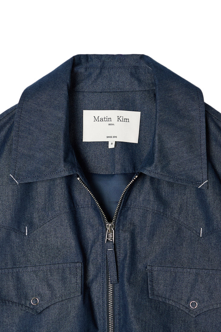 Matin Kim Western Detail Denim Blouson — Navy blue