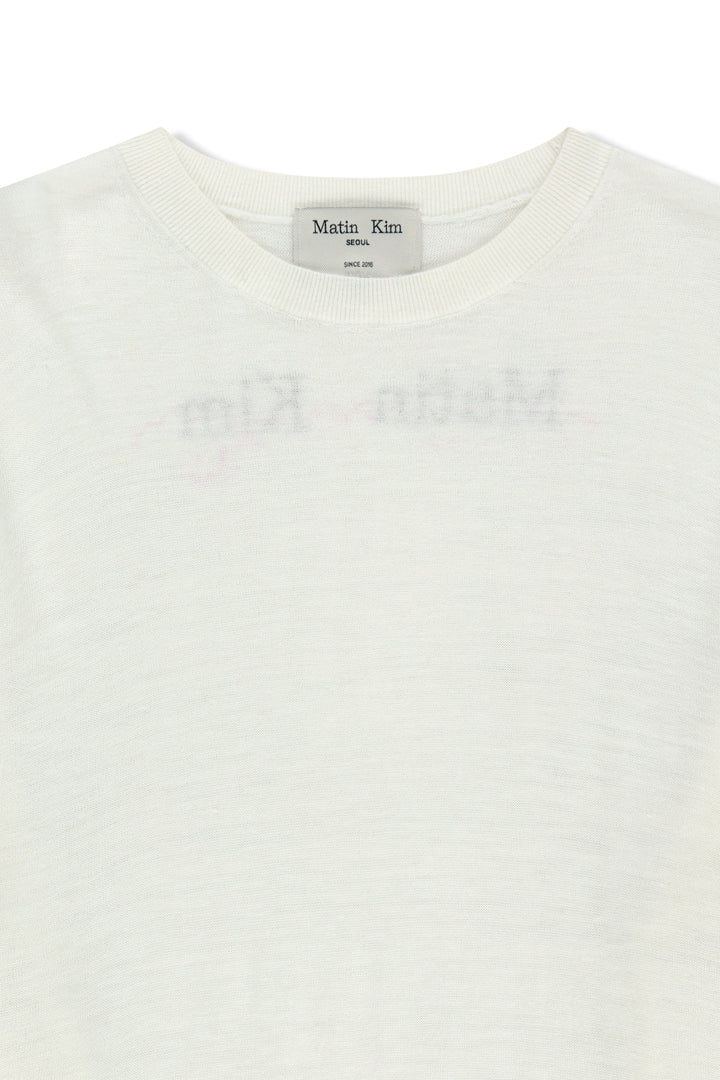 Matin Kim Sleeve Print Knit Pullover — Ivory
