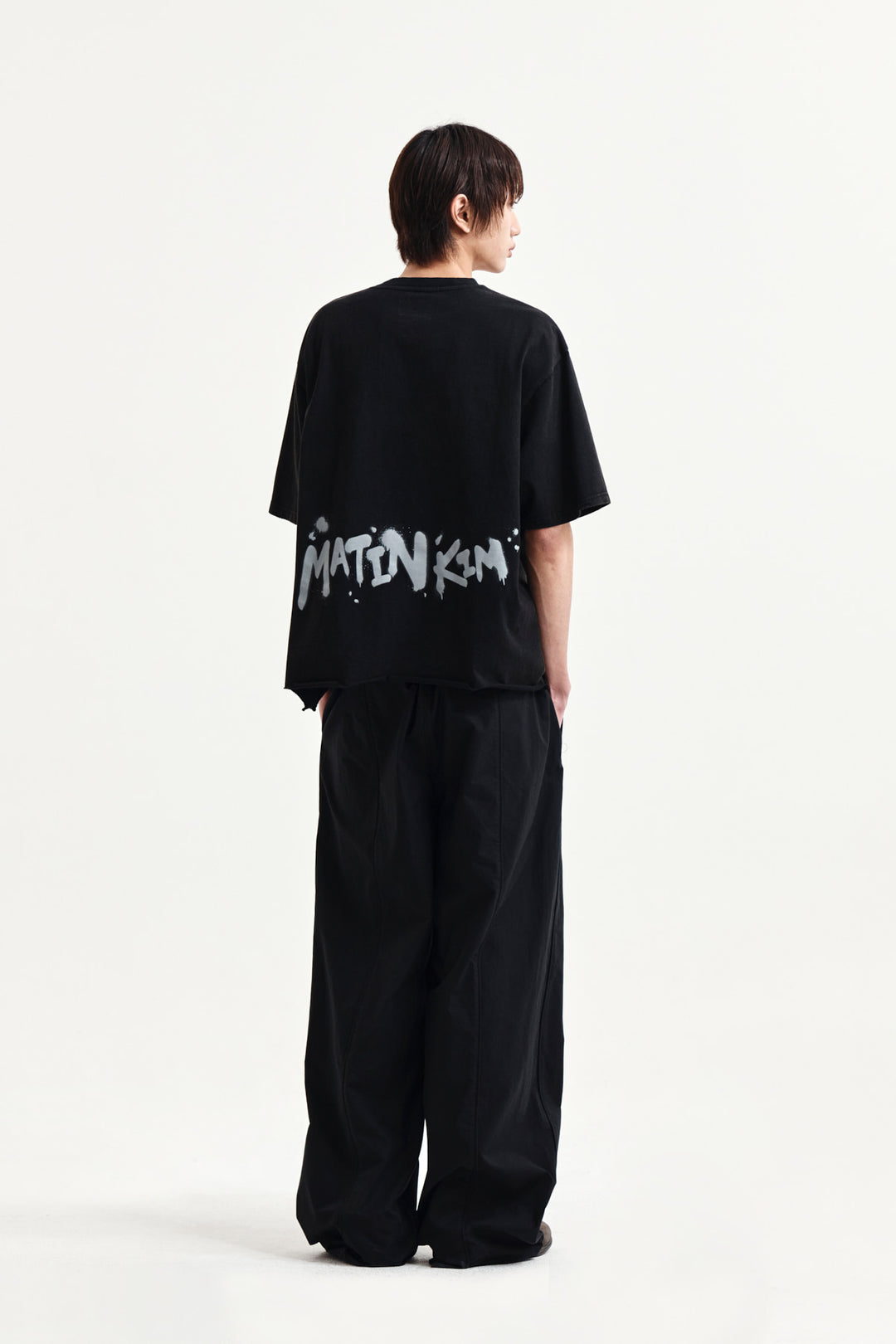Matin Kim Raw Cut Graffiti Logo Top — Black