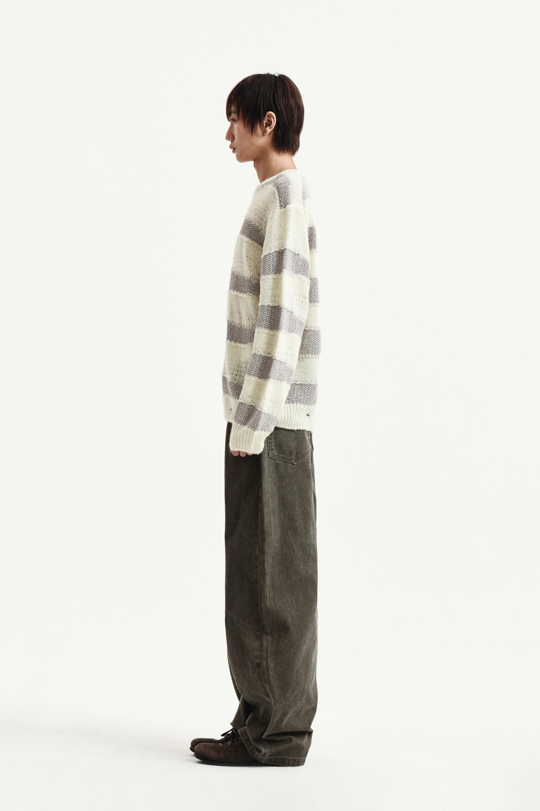 Matin Kim Texture Block Stripe Knit Pullover — Yellow