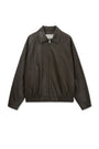 Matin Kim Small Logo Faux Leather Zip-Up — Brown