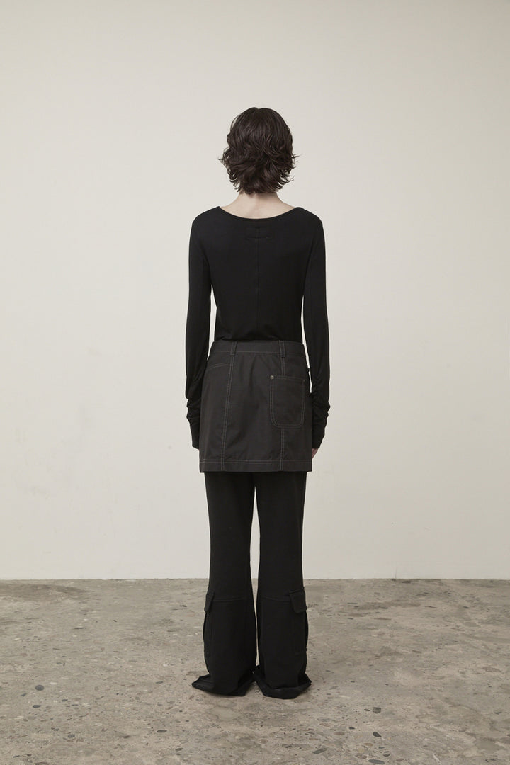 Matin Kim Henley Neck Shirring Top — Black