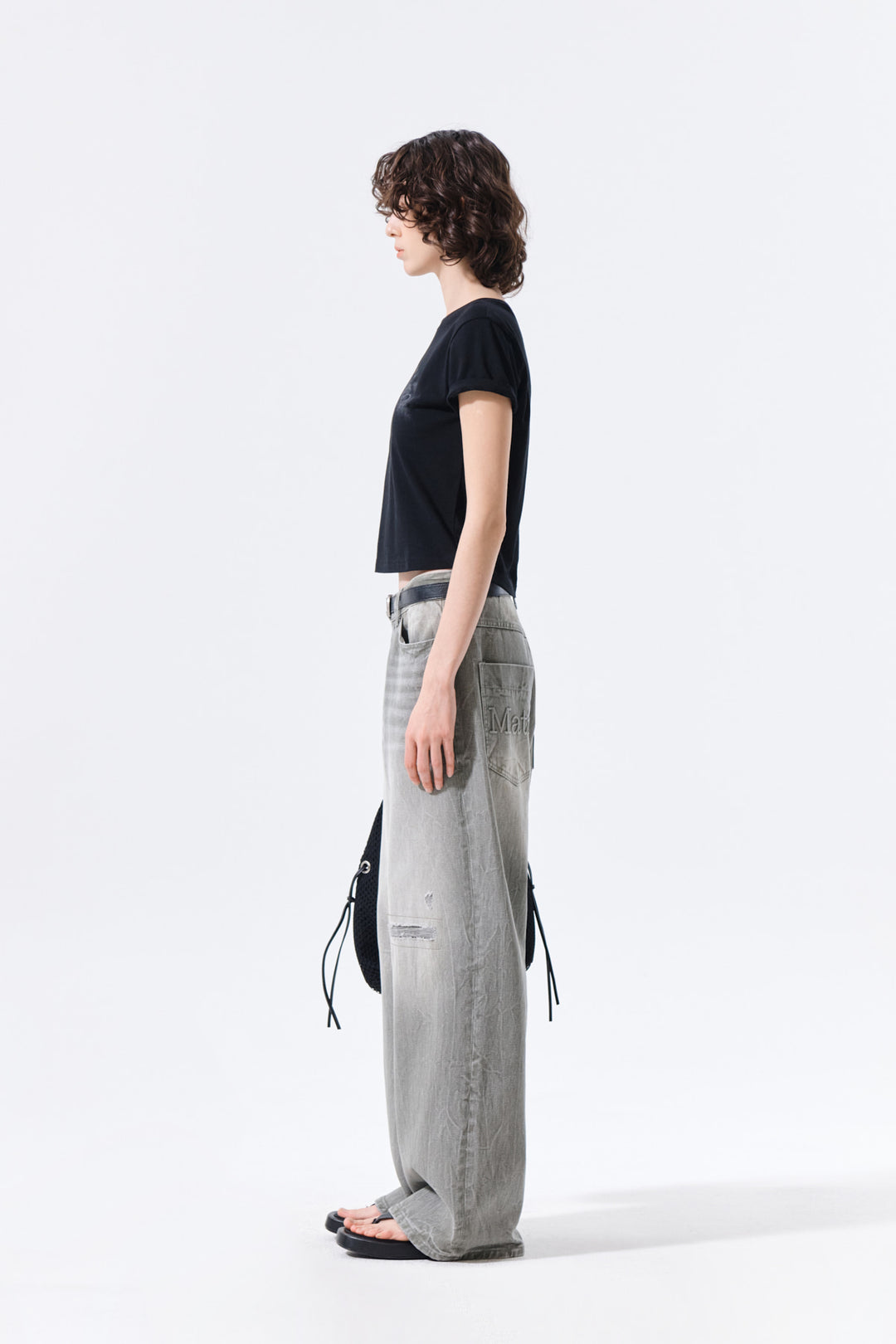 Matin Kim Arch Logo Crop Top — Black