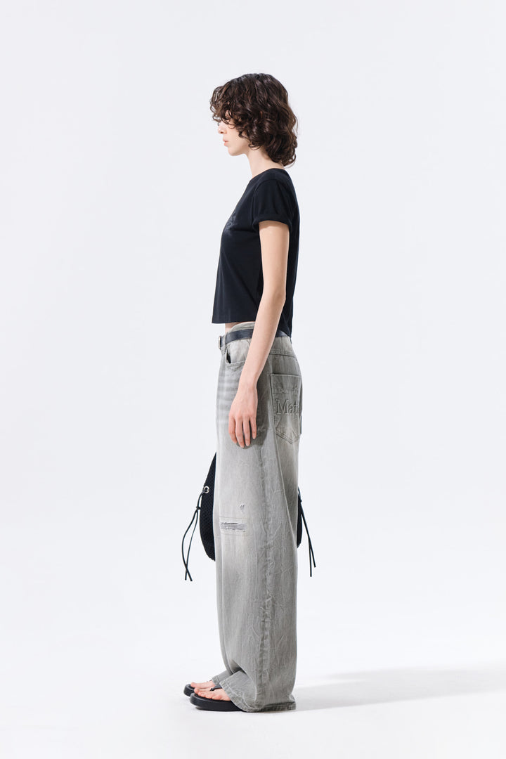 Matin Kim Arch Logo Crop Top — Black