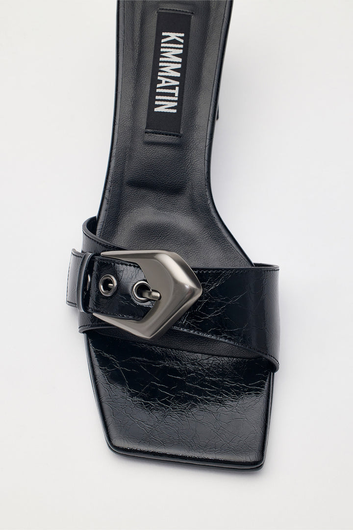 KIMMATIN Buckle Point Slide Heels — Black