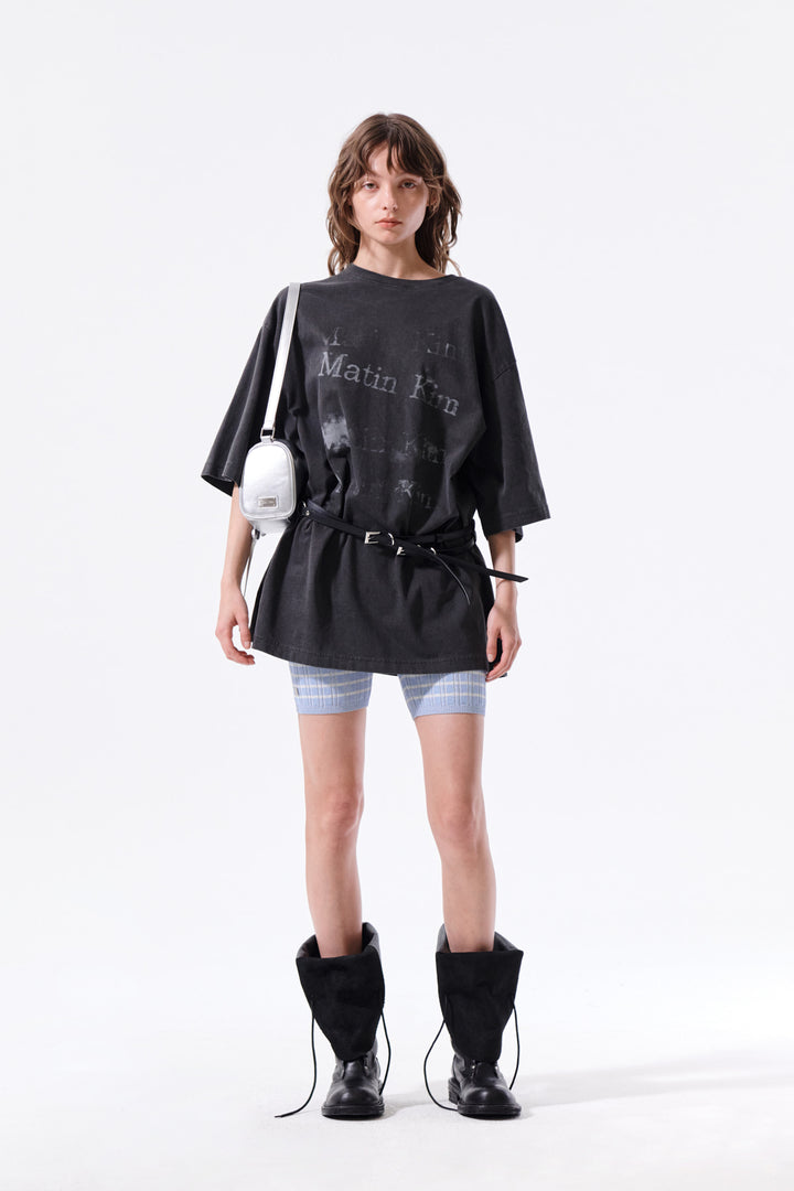 Matin Kim Pigment Graffiti Logo Tee — Charcoal