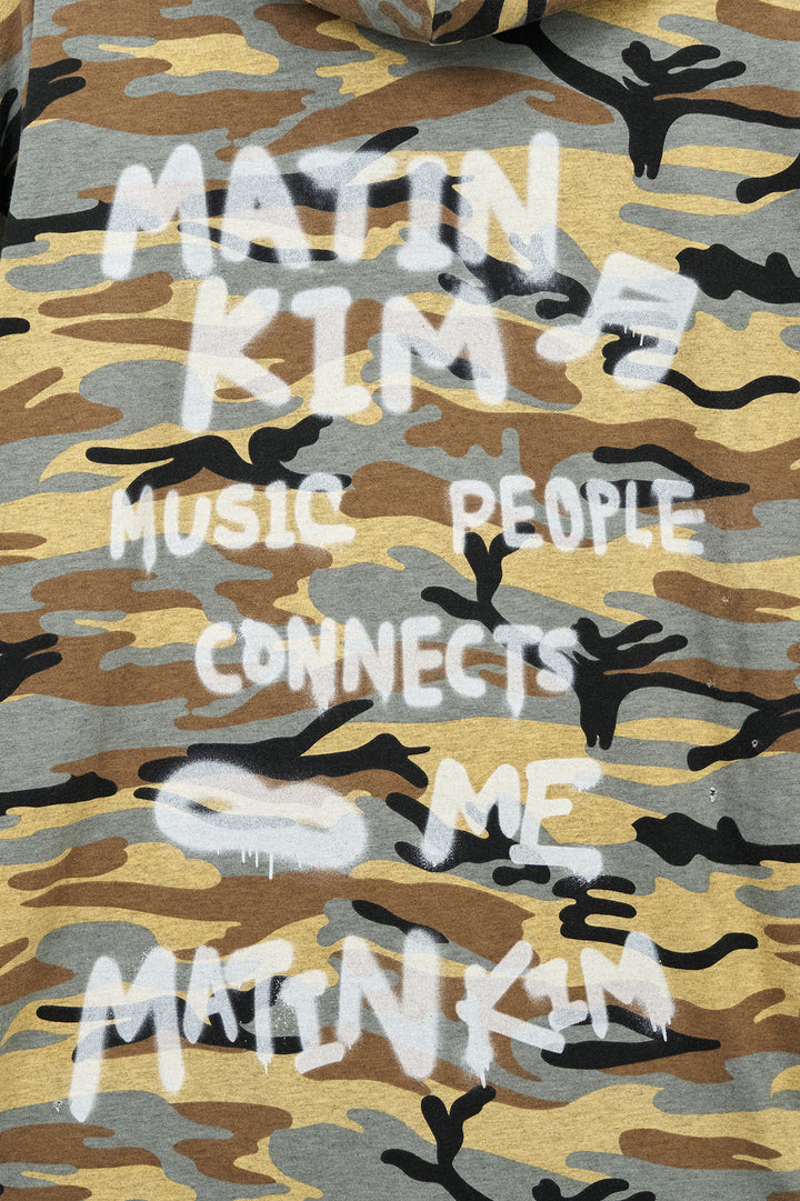 Matin Kim Typo Artwork Camouflage Hoody — Camel