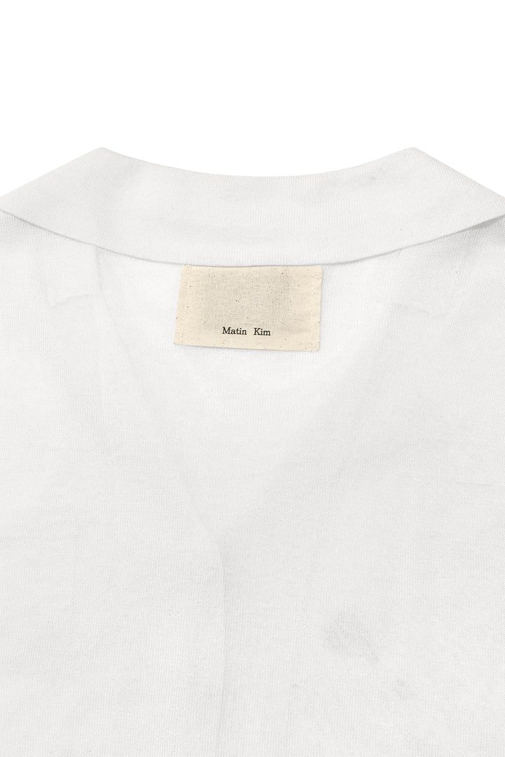 Matin Kim String Point Plain Long Cardigan — White