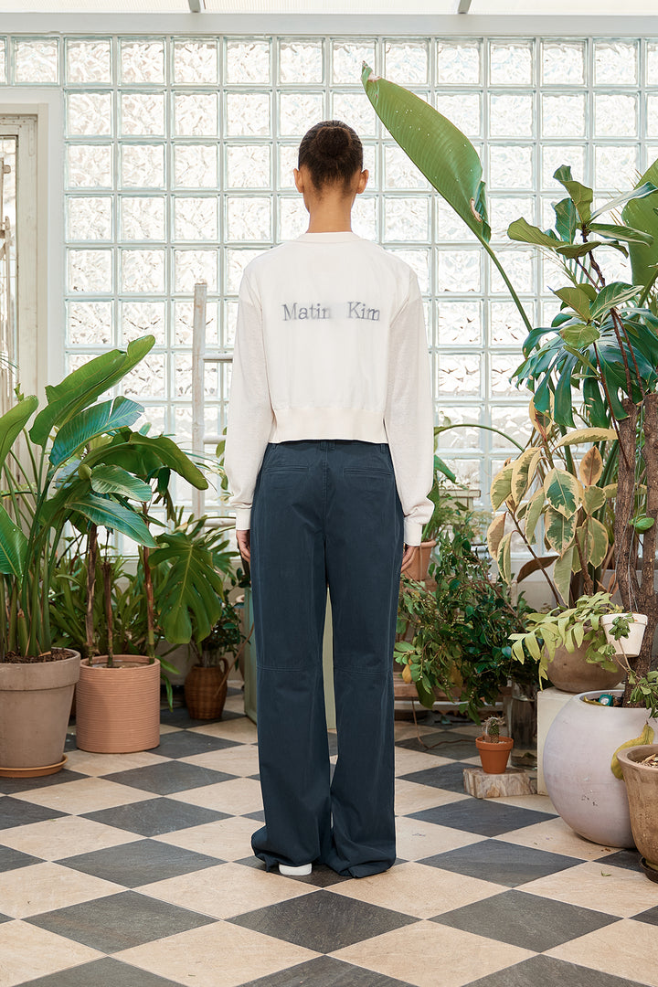 Matin Kim Back Logo See-Through Cardigan — Ivory