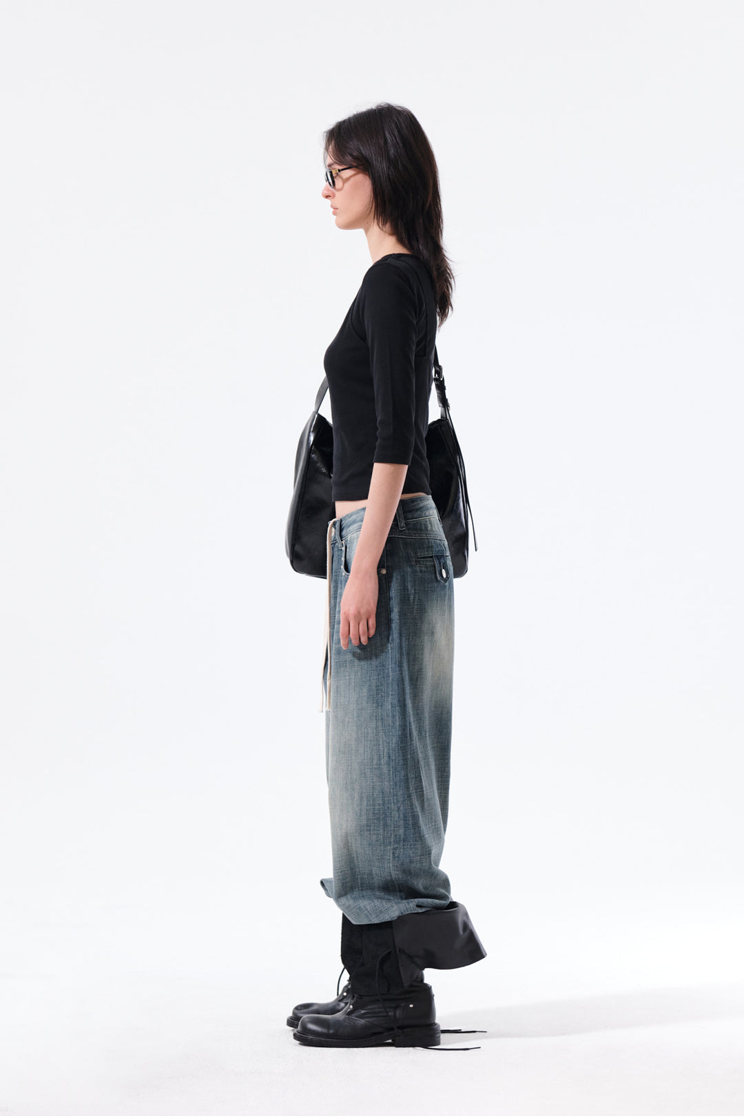 Matin Kim 3/4 Sleeve Layered Tank Top — Black