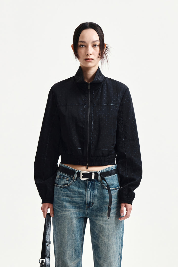Matin Kim Cropped Embroidery Back Logo Jumper — Black