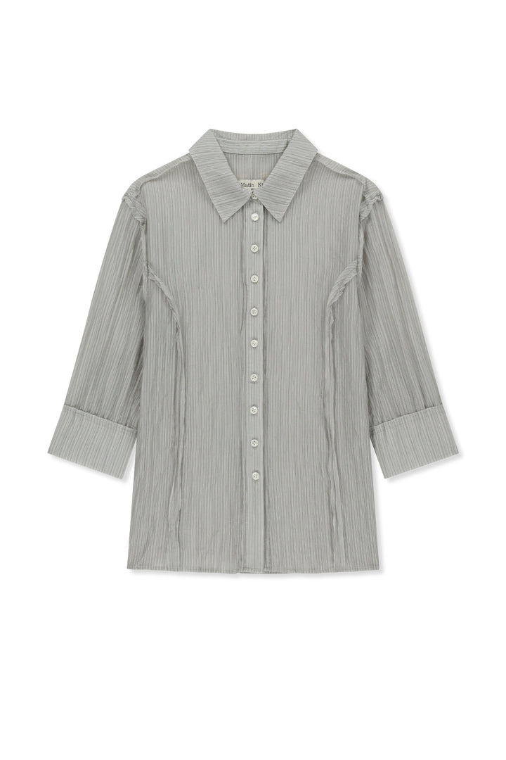 Matin Kim Raw Edge Crinkle Blouse — Light Grey