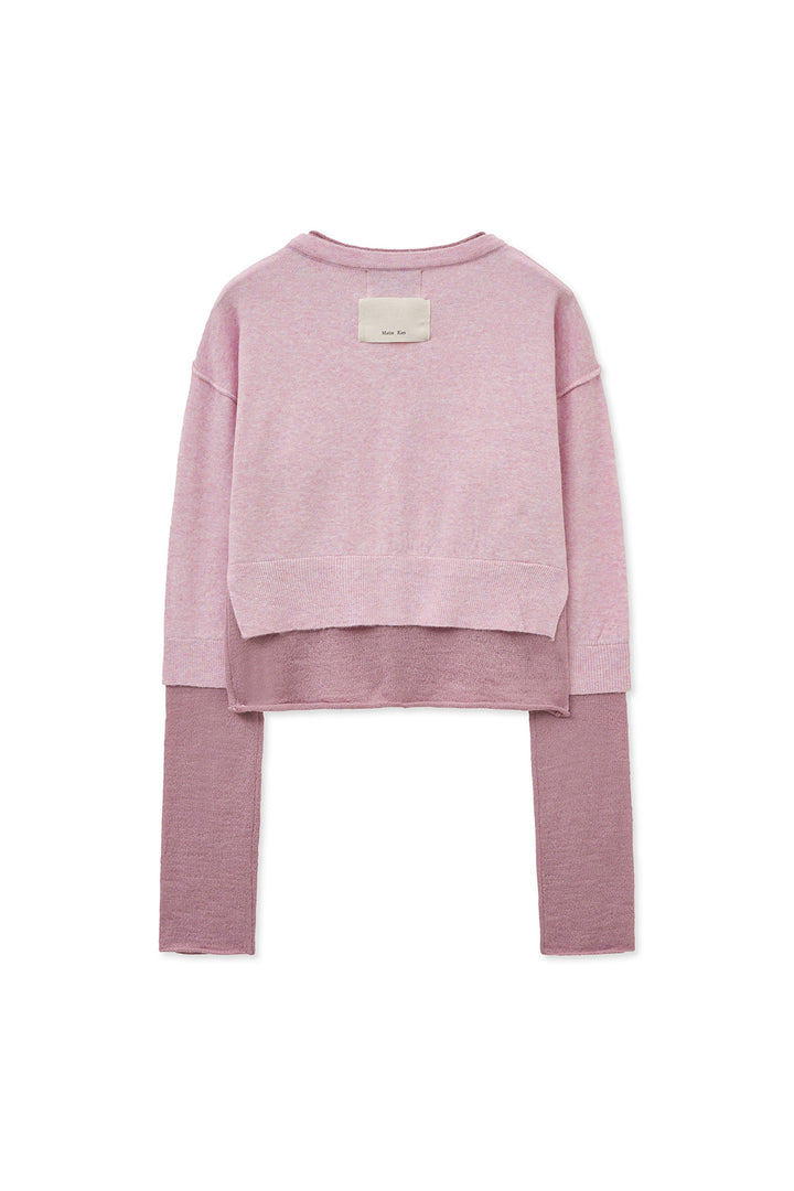 Matin Kim Layered Texture Knit Cardigan in Lilac