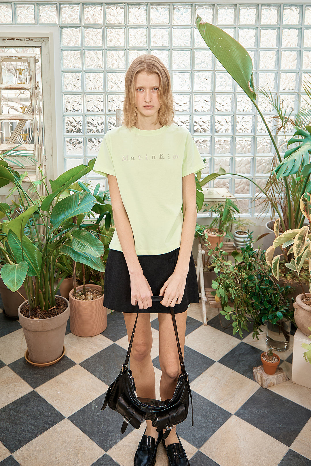 Matin Kim Sticker Graphic Logo Top Lime