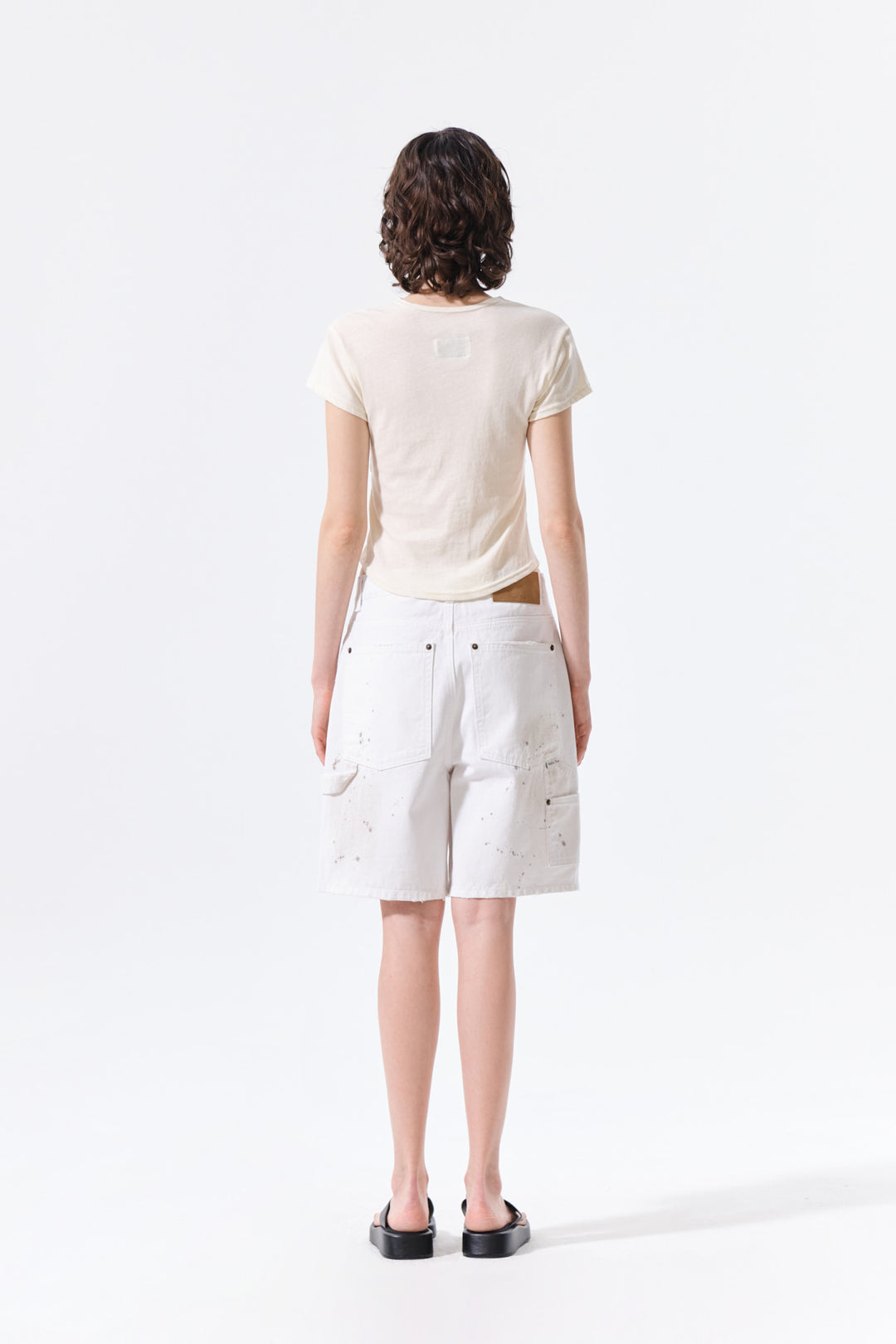 Matin Kim Carpenter Bermuda Denim — White