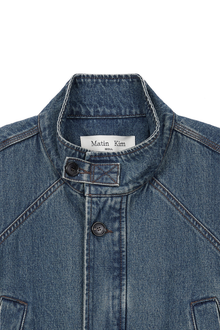 Matin Kim Pocket Point Midi Denim Jumper — Blue