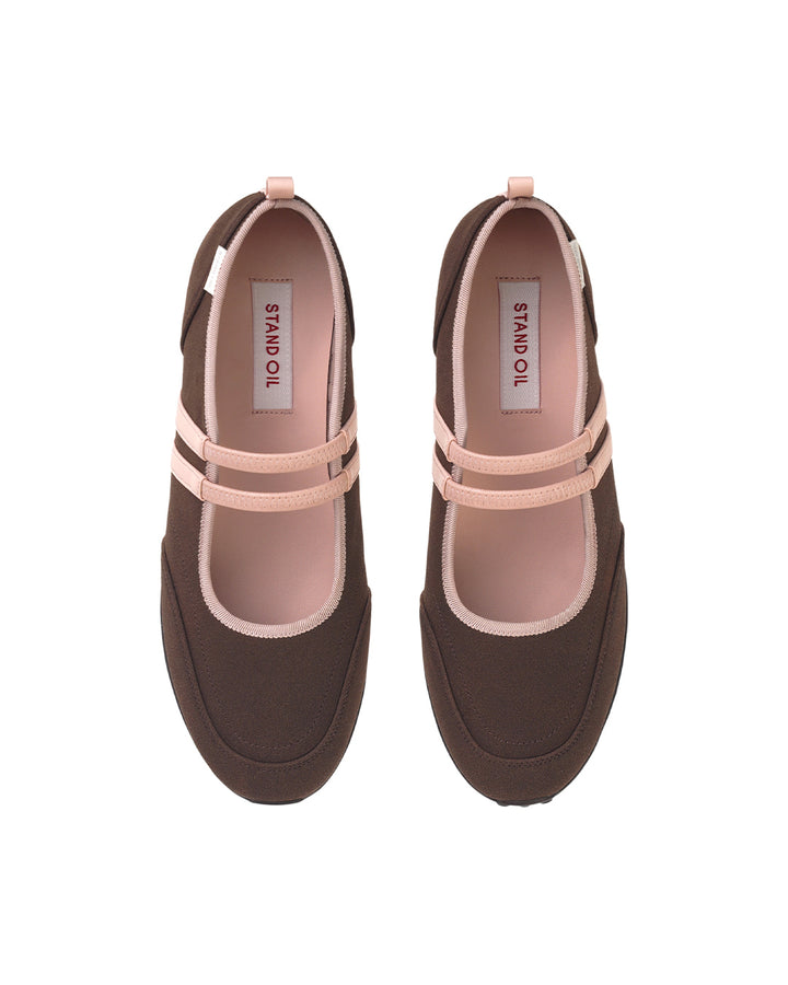 Stand Oil Strap Mary Jane Sneakers — Brown Combi
