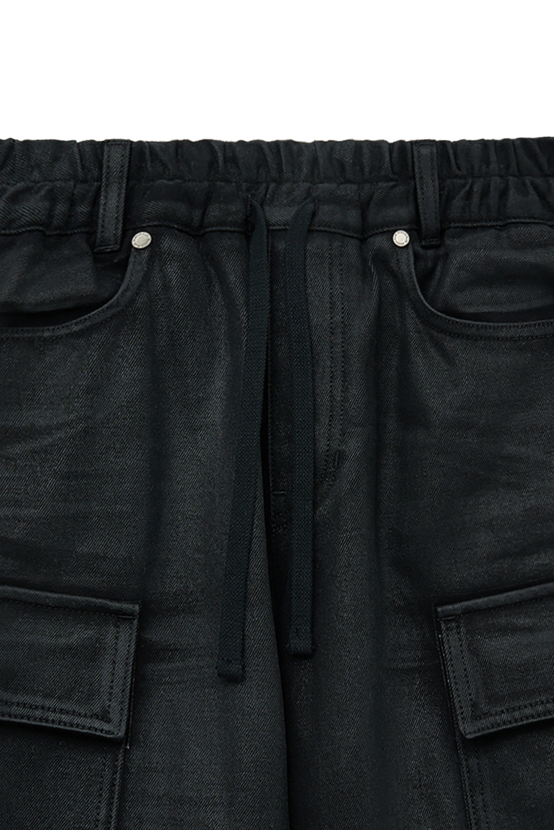 Matin Kim Coating Cargo Denim Pants — Black
