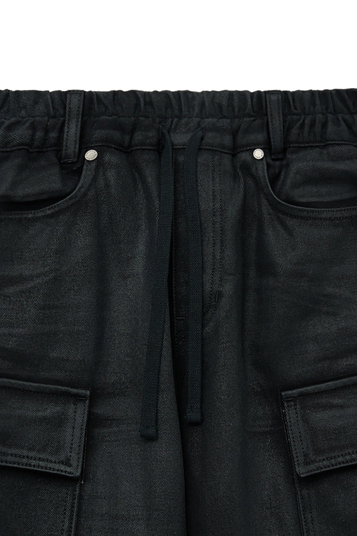 Matin Kim Coating Cargo Denim Pants — Black