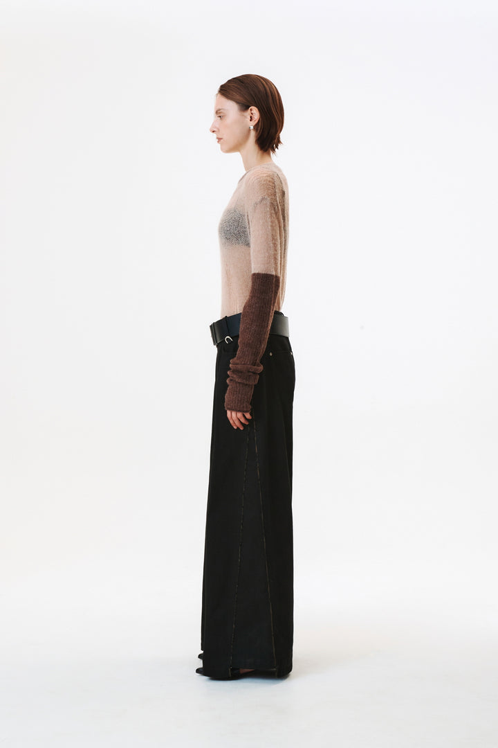 KIMMATIN Hand Warmer Layered Pullover — Beige