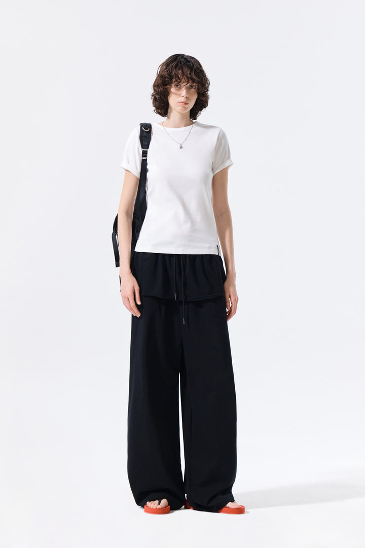 Matin Kim Label Detail Slim Fit Top — Ivory