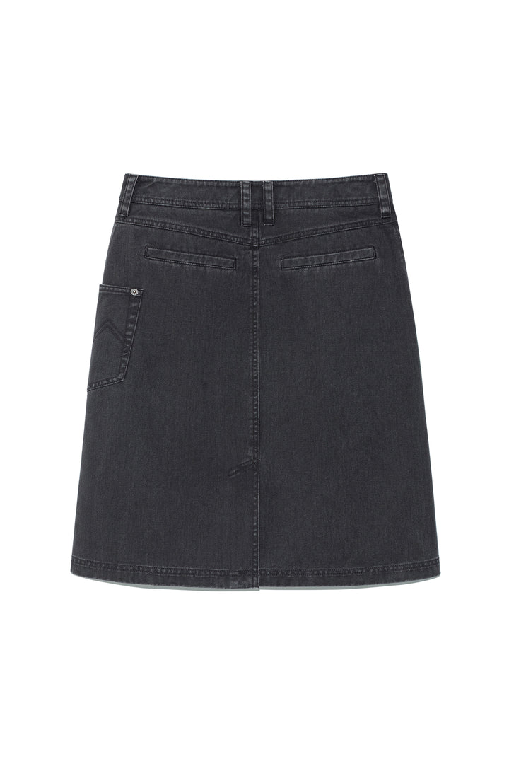 Matin Kim Side Pocket Point Midi Skirt — Charcoal