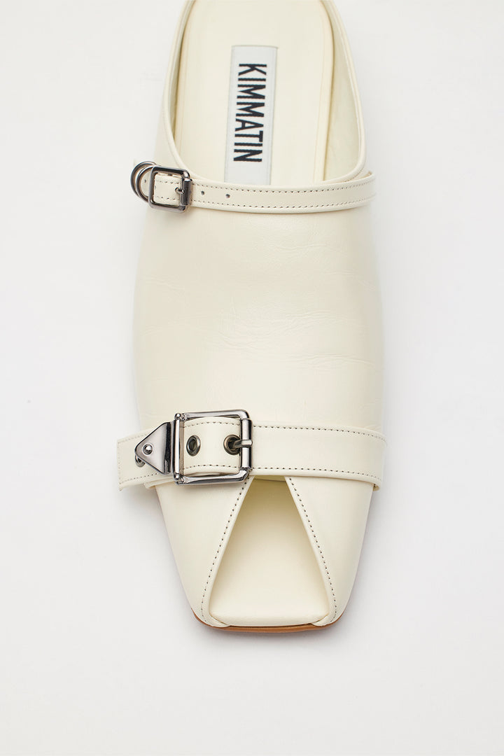 KIMMATIN Open Toe Strap Mule — Ivory