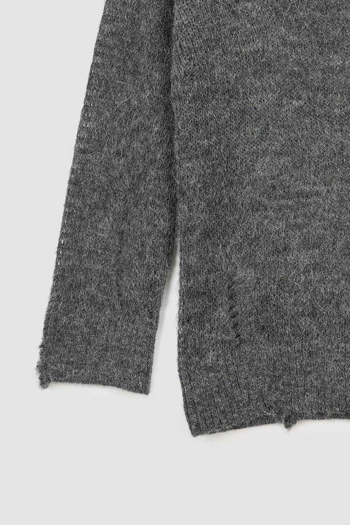 KIMMATIN Damage Detail Logo Pullover — Charcoal