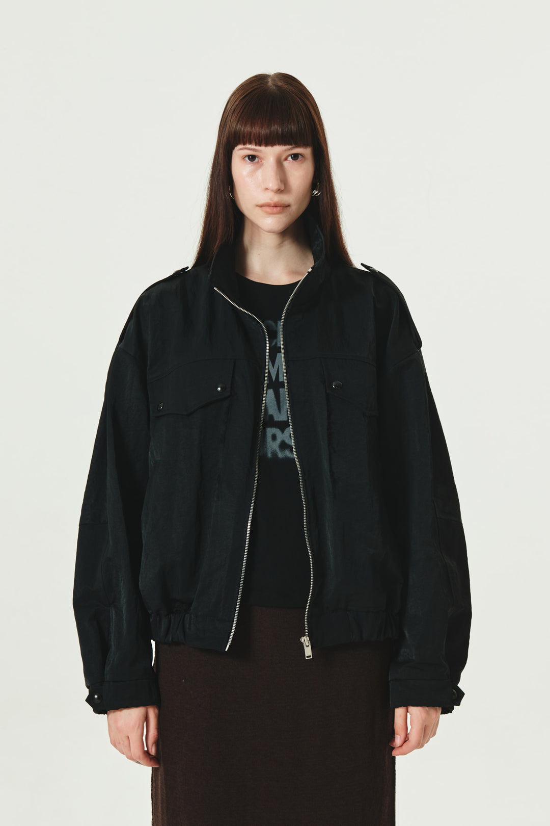 KIMMATIN High Neck Nylon Jumper — Black