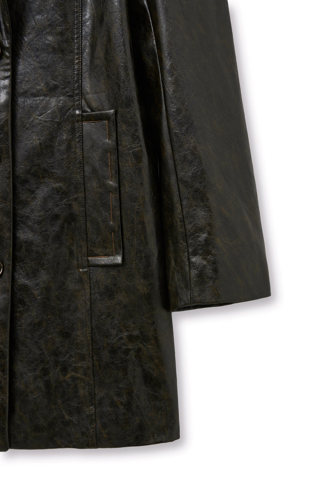 Matin Kim Faux Leather Half Double Jacket — Brown