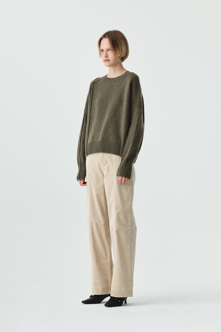 KIMMATIN Slim Boots Cut Corduroy Pants — Cream