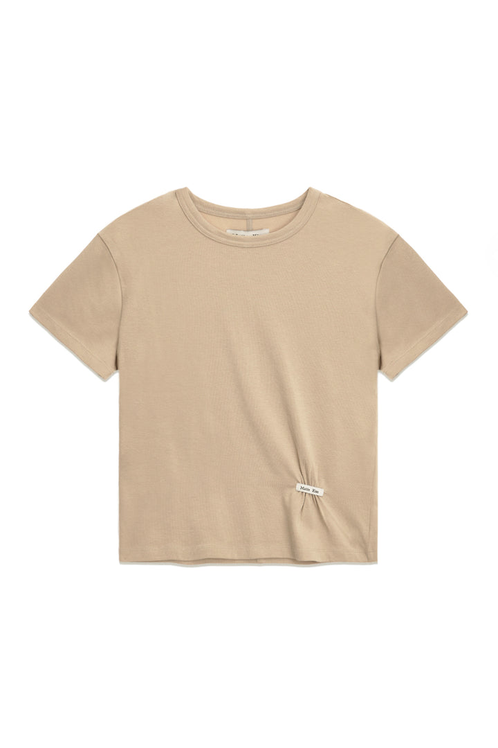 Matin Kim Mini Label Shirring Top — Beige