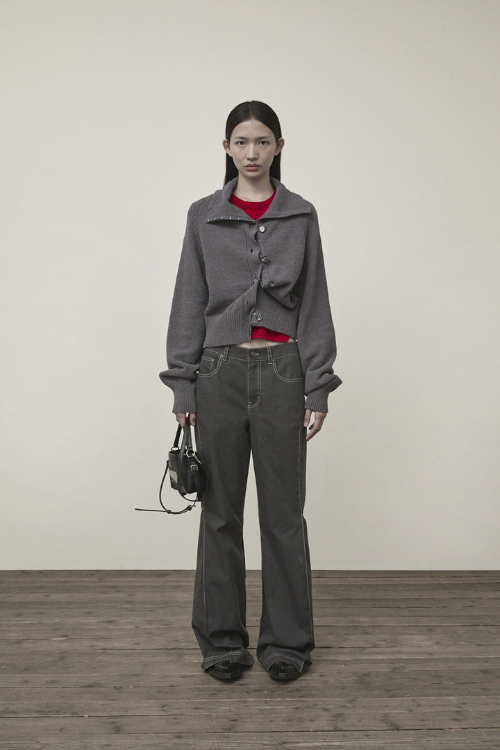 Matin Kim Hook Point Two Way Cross Cardigan — Gray