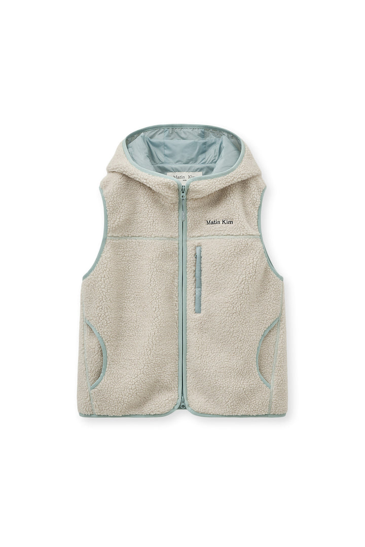 Matin Kim Fleece Hoody Vest — Ivory