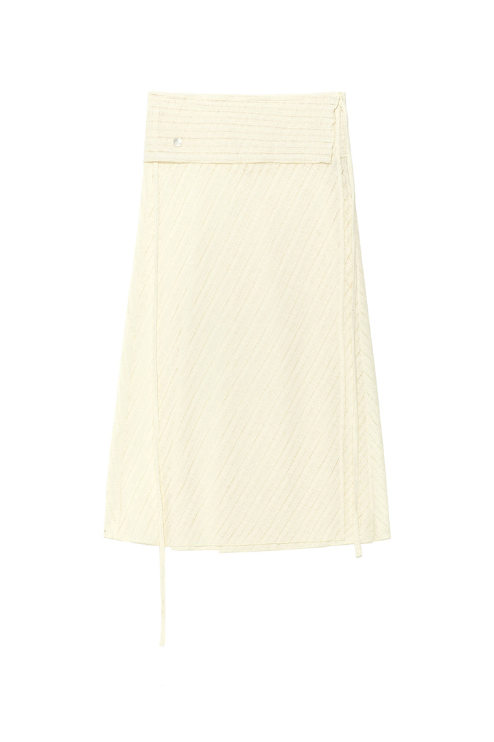 Matin Kim Foldover Layered Maxi Wrap Skirt — Ivory