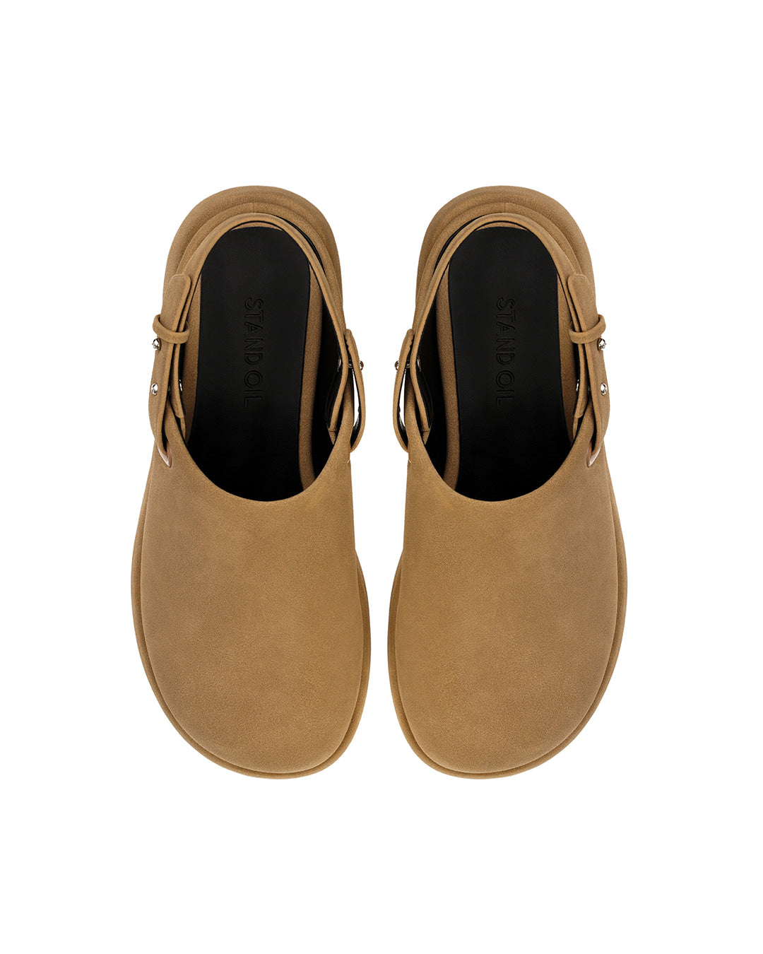 Stand Oil Hatched Mule — Sculptural Chunky Sole — Camel