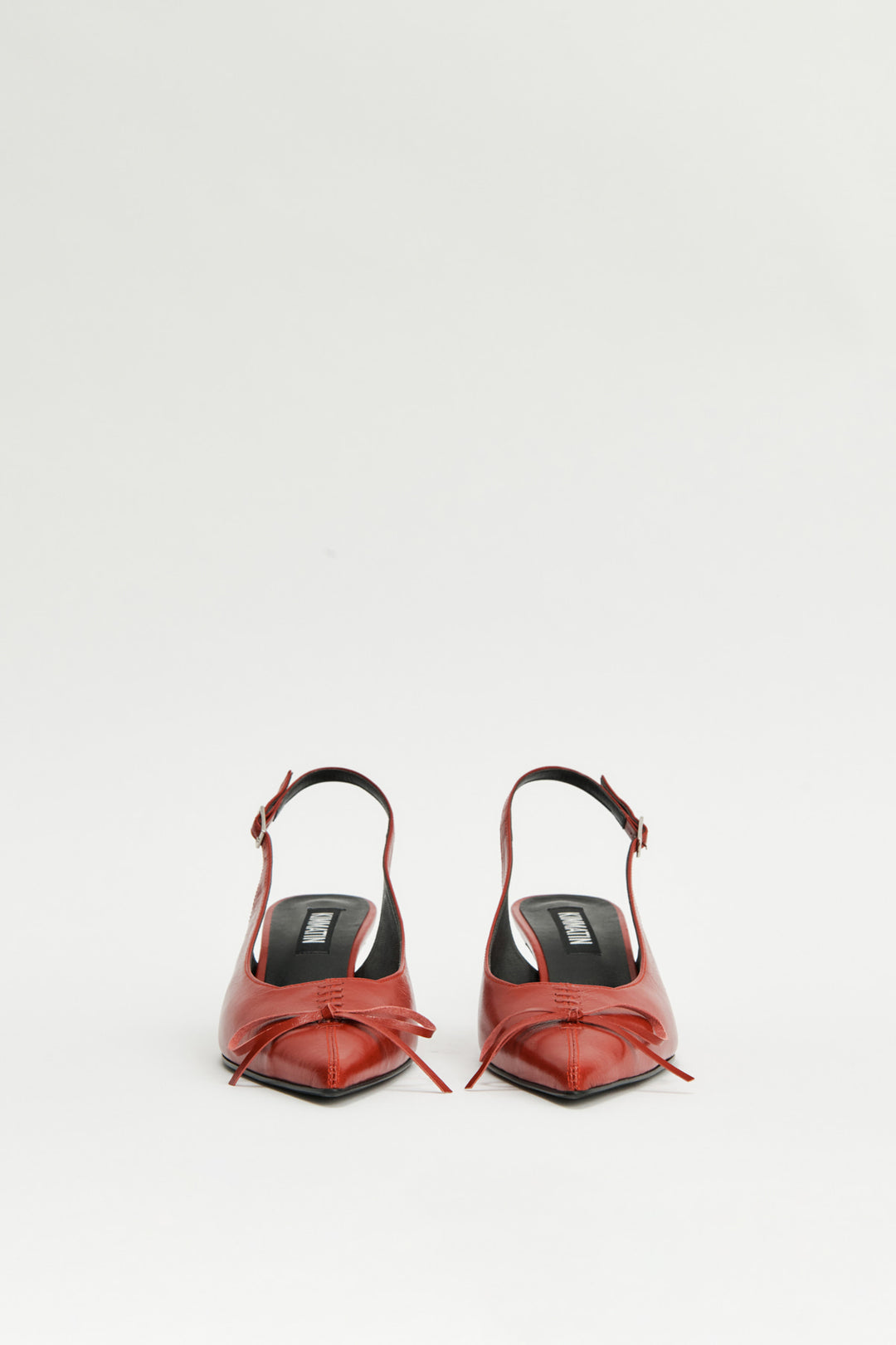 KIMMATIN Ribbon Stiletto Sling Back Heels — Red