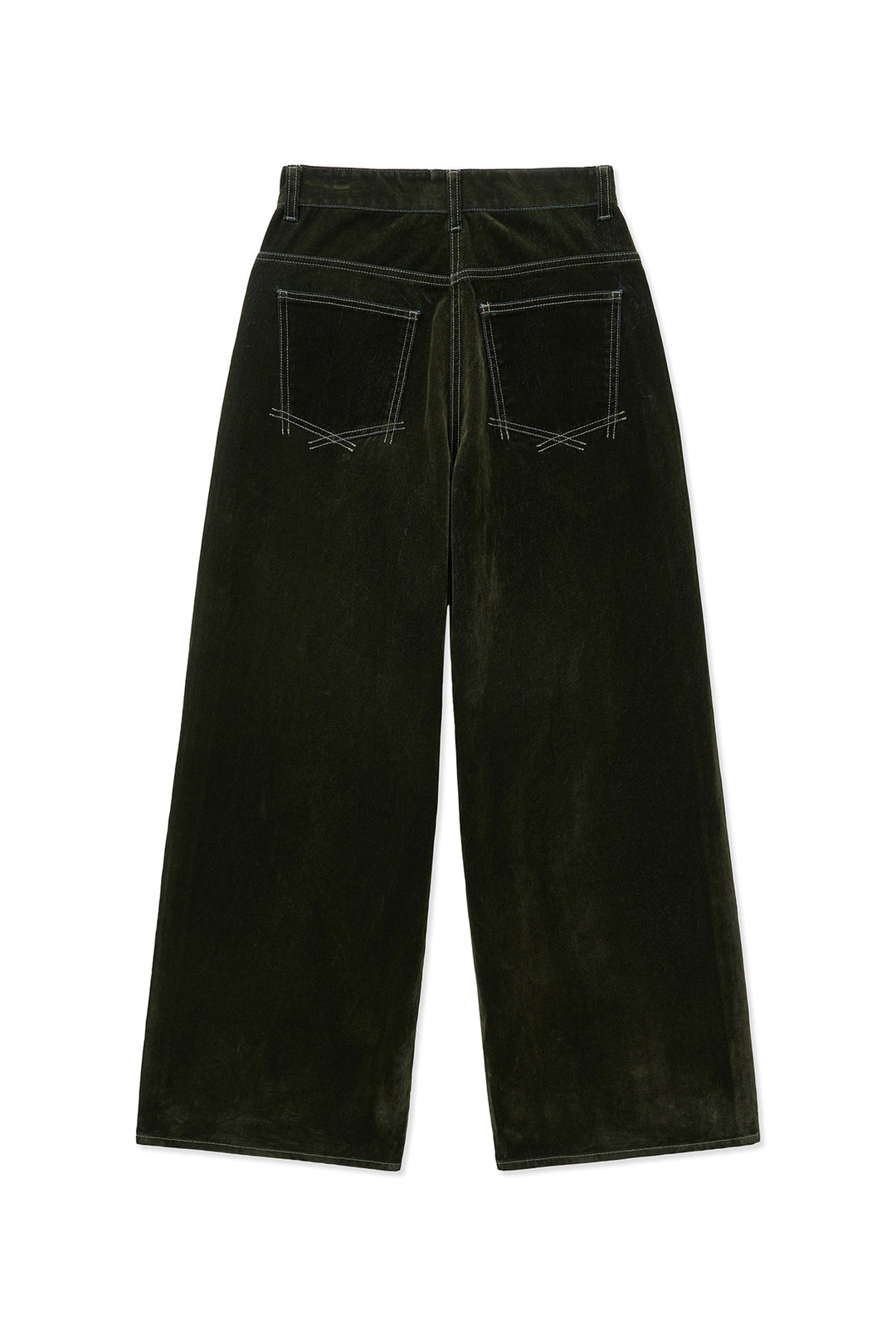 Matin Kim Reverse Velvet Wide Denim — Khaki