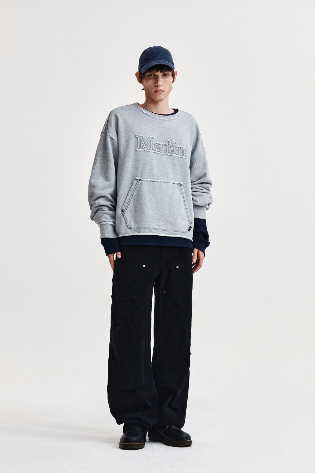 Matin Kim Raw Cut Applique Sweatshirt — Gray