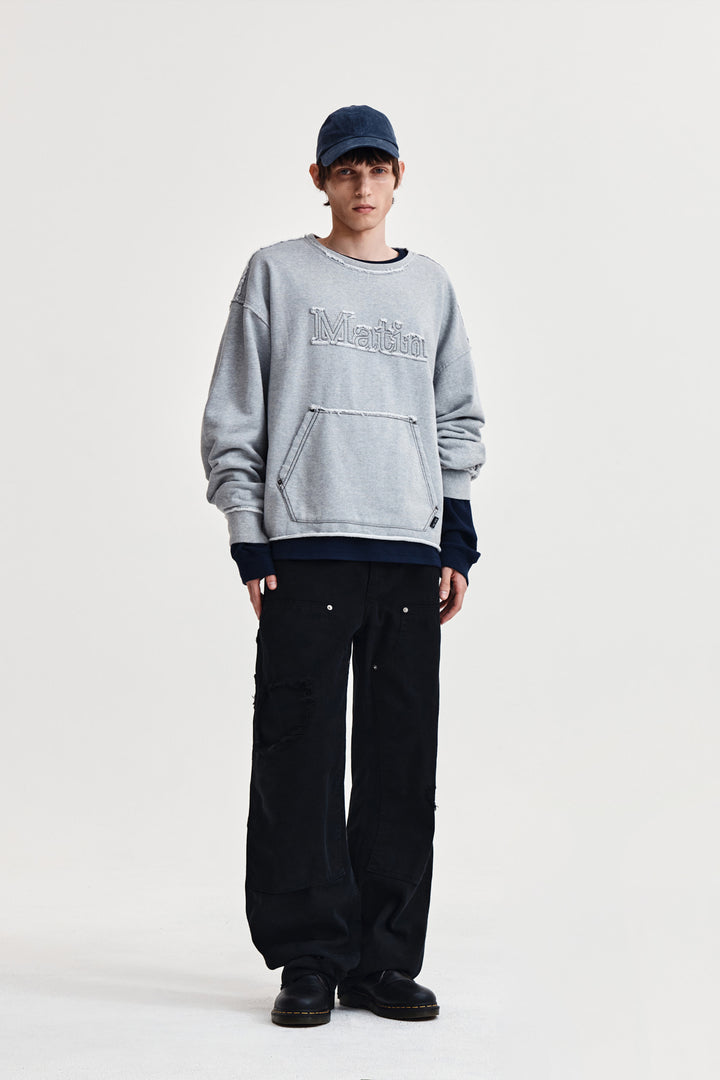 Matin Kim Raw Cut Applique Sweatshirt — Gray