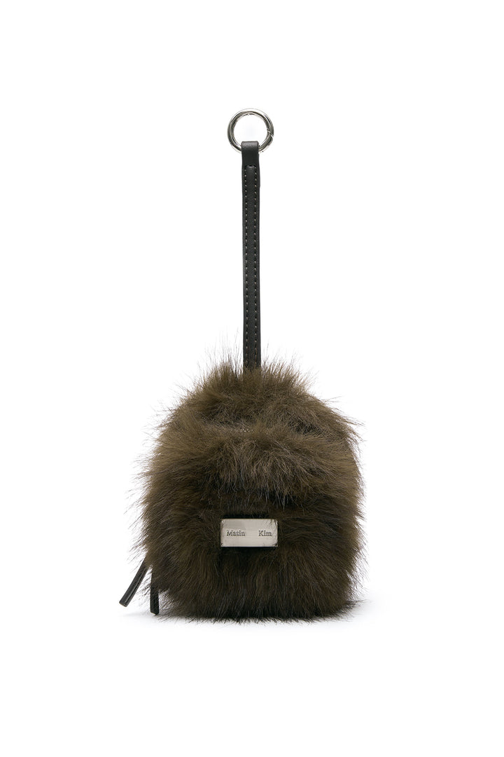Matin Kim Hairy Fur Mini Cube Pouch — Brown