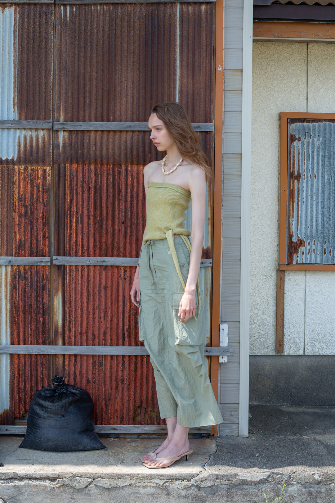 Matin Kim Side String Tube Top — Olive