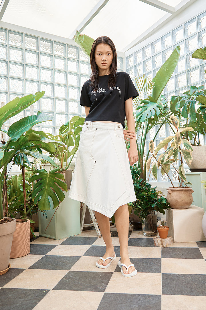 Matin Kim Logo Thread Point Crop Top — Black