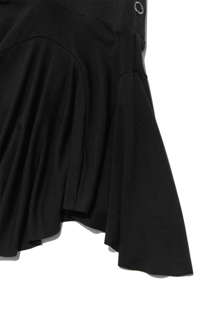 Matin Kim Unbalance Flare Folding Skirt — Black