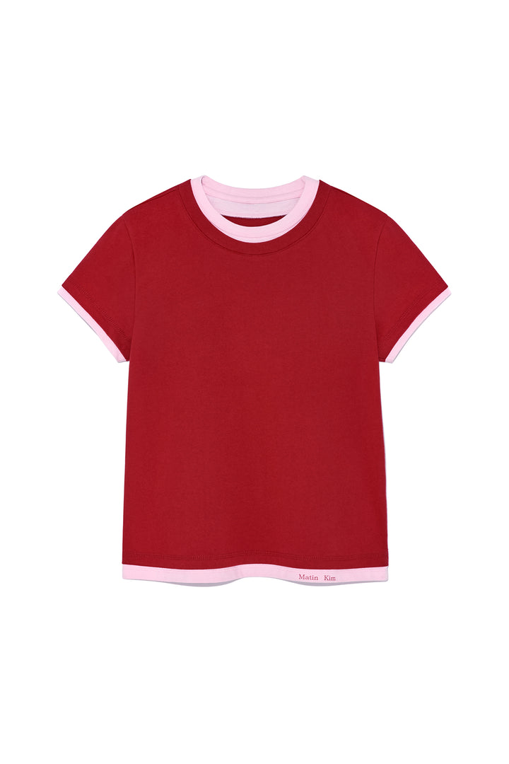 Matin Kim Color Point Layered Top — Red