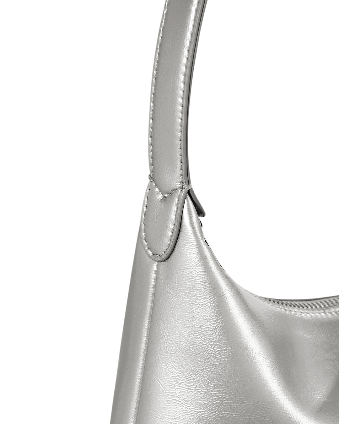 Stand Oil Plump Bag — Glossy Shoulder Crossbody — Silver